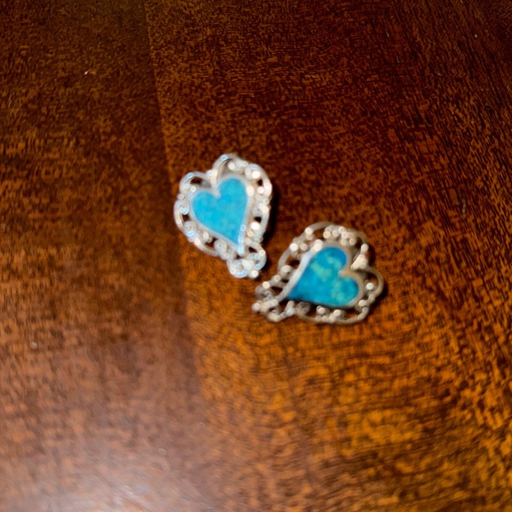 Hearts with blue stones earrings